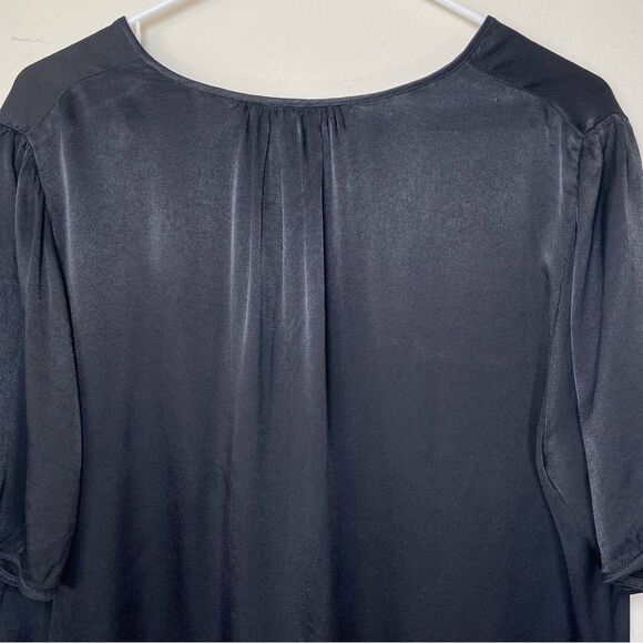 Raquel Allegra | Lilakoi V-Neck Short Sleeve Blouse Viscose in Black Sz 3 Large - Picture 7 of 10